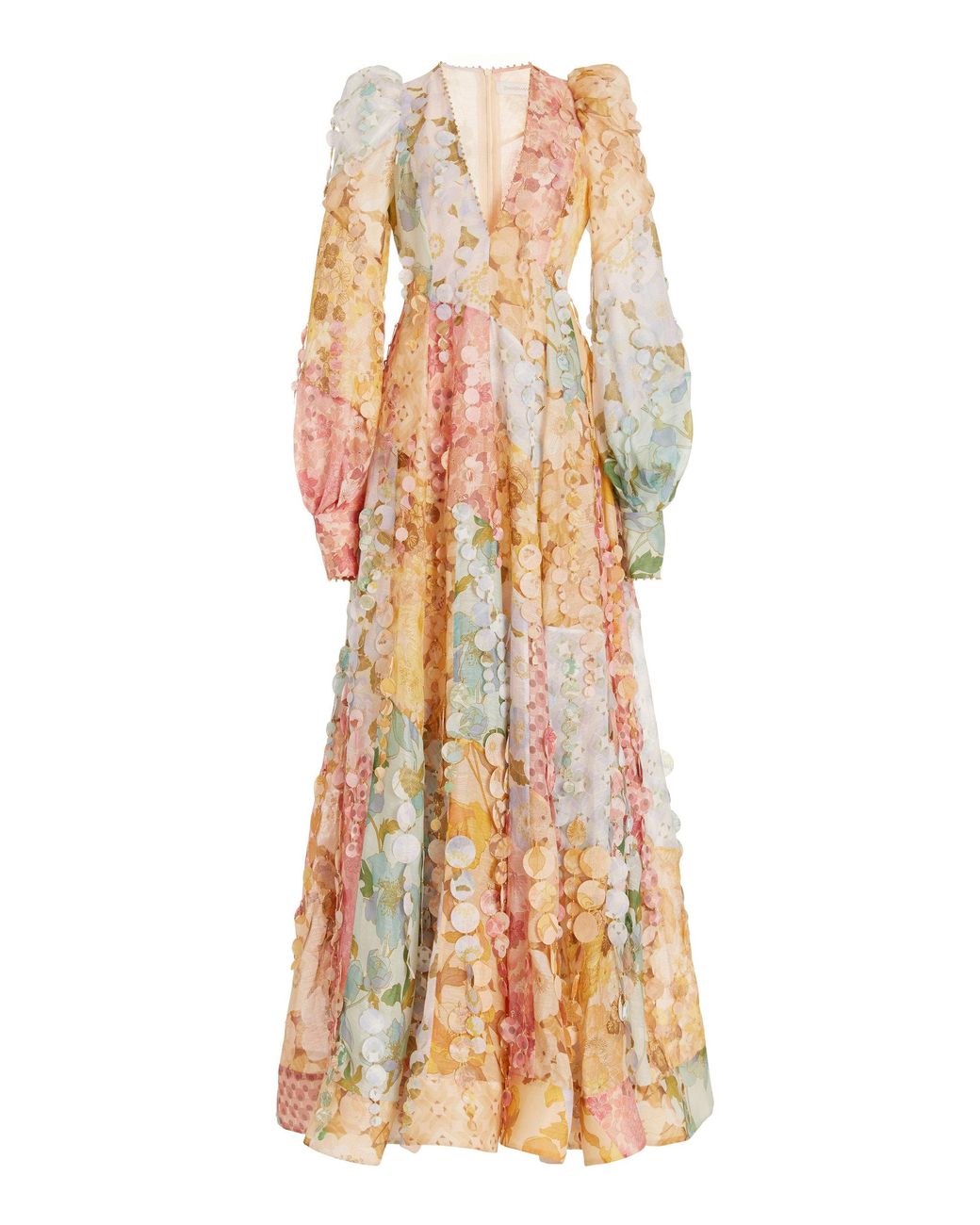 【Zimmermann】Illustration floral linen and silk gown ZIMMERMANN Illustration Floral Linen And Silk Gown in