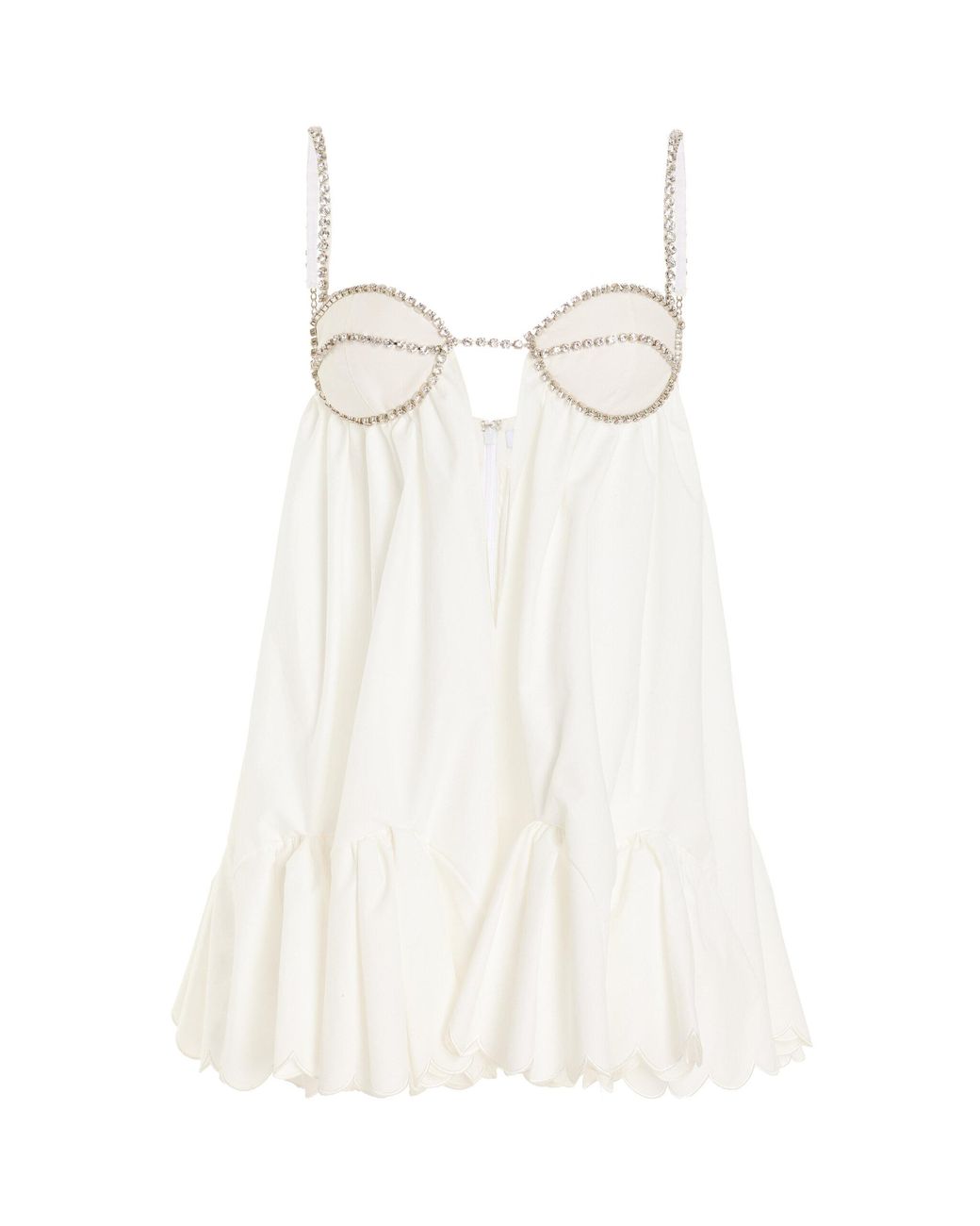 Area Crystal-trimmed Cotton Poplin Mini Dress in White | Lyst