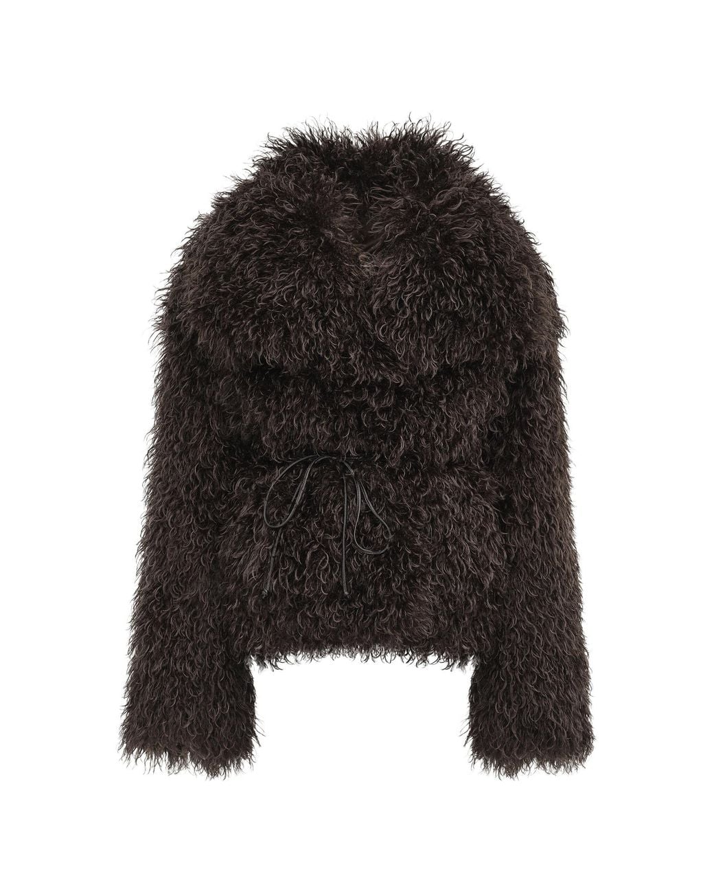 Source Unknown Black Hathi Belted Faux-Fur Jacket