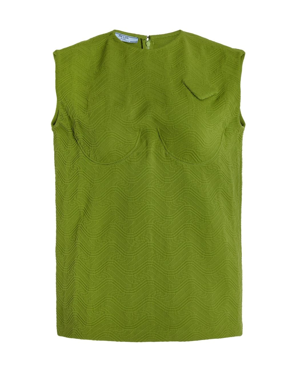 Prada Green Bra-Detailed Jacquard Top