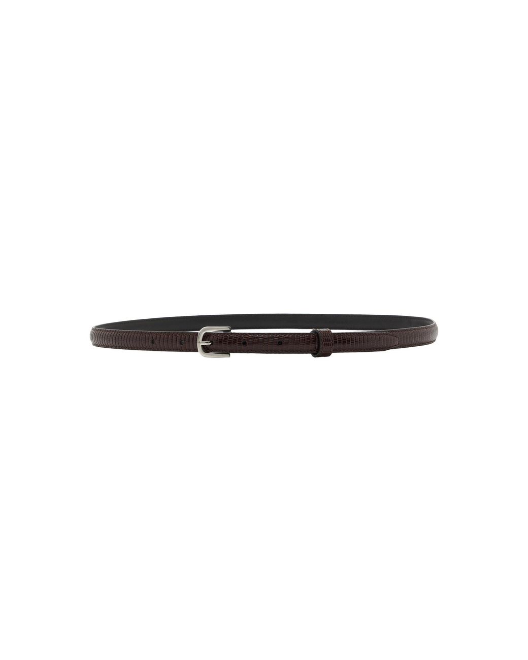 Totême Brown Slim Lizard-Embossed Leather Belt