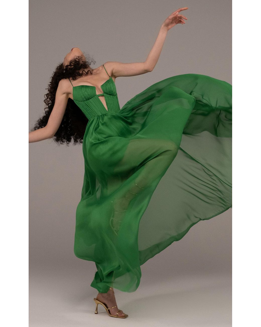 green emerald velvet dress Rasario  Reema Anand Label