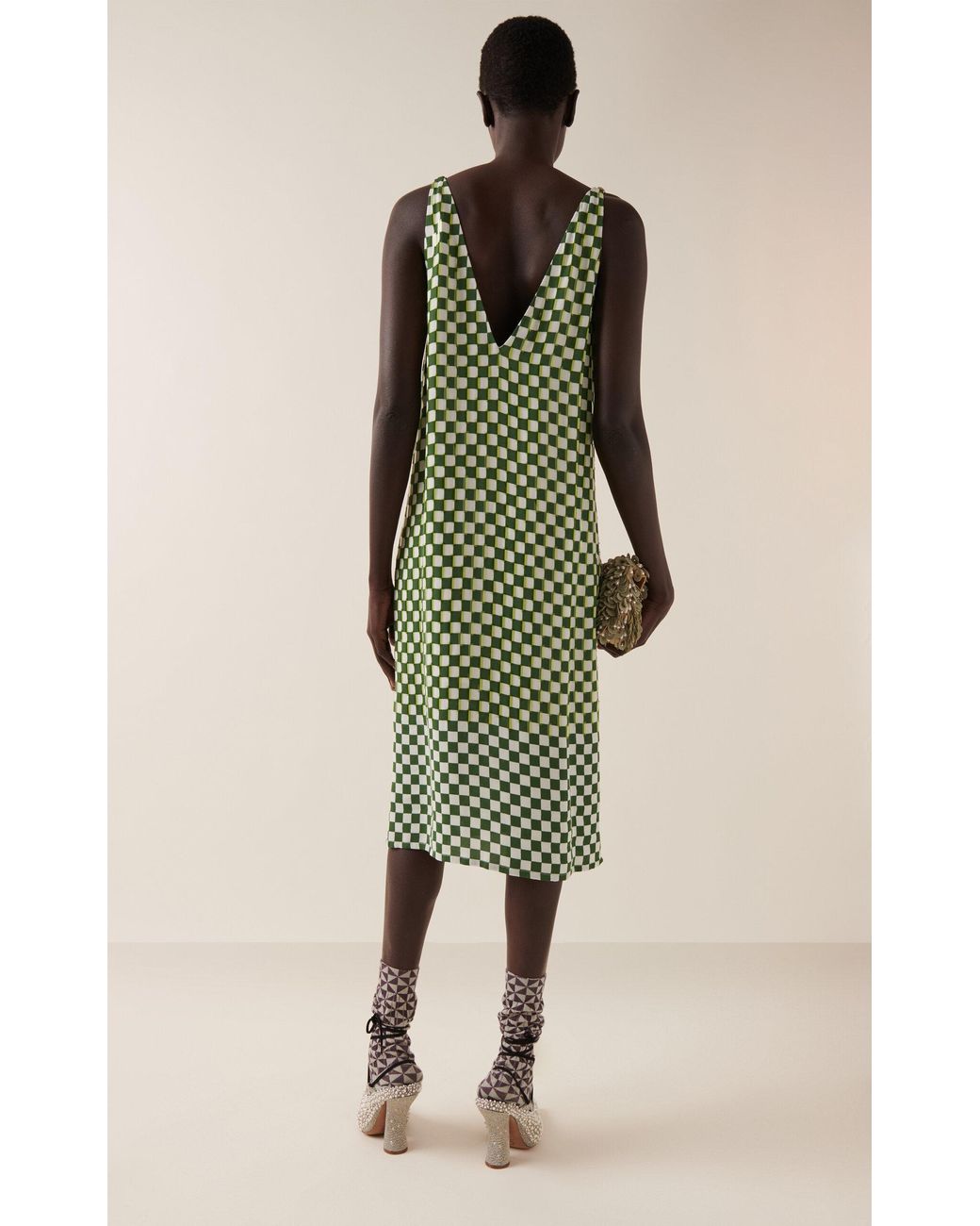 ワンピース DRIES VAN NOTEN 'Dohana' dress Green Printed satin wrap dress in green - Dries Van Noten | Mytheresa