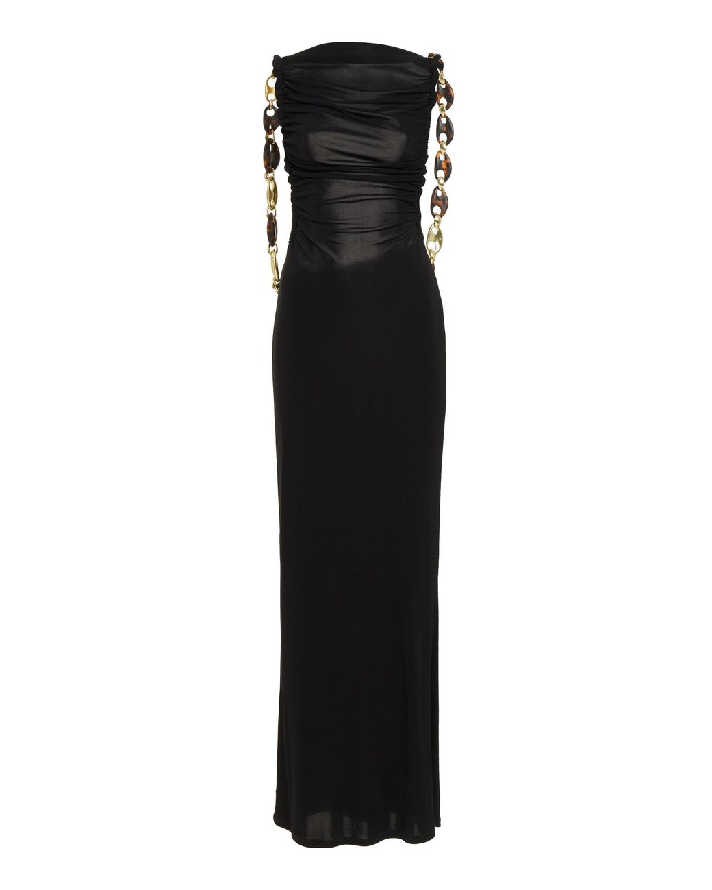 Christopher Esber Encased Nature Resin Draped Jersey Dress (Black)