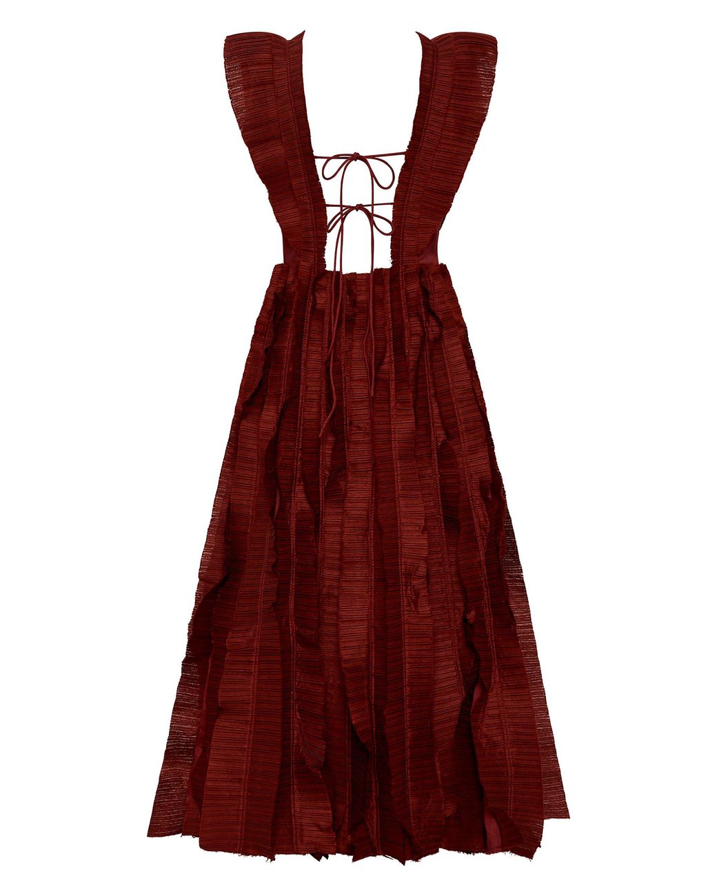 Aje. Hybrid Pleated Linen-blend Midi Dress in Red | Lyst