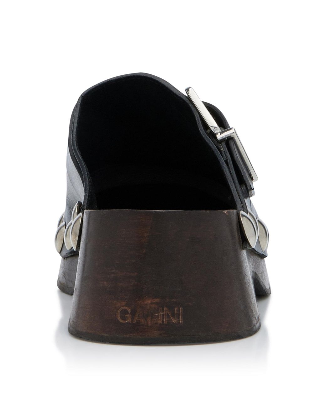 Ganni Studded Leather Clogs in Black | Lyst