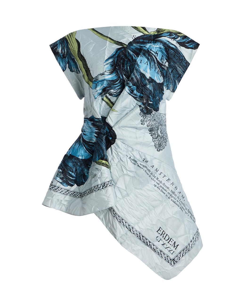 Erdem Blue Printed Asymmetric Top