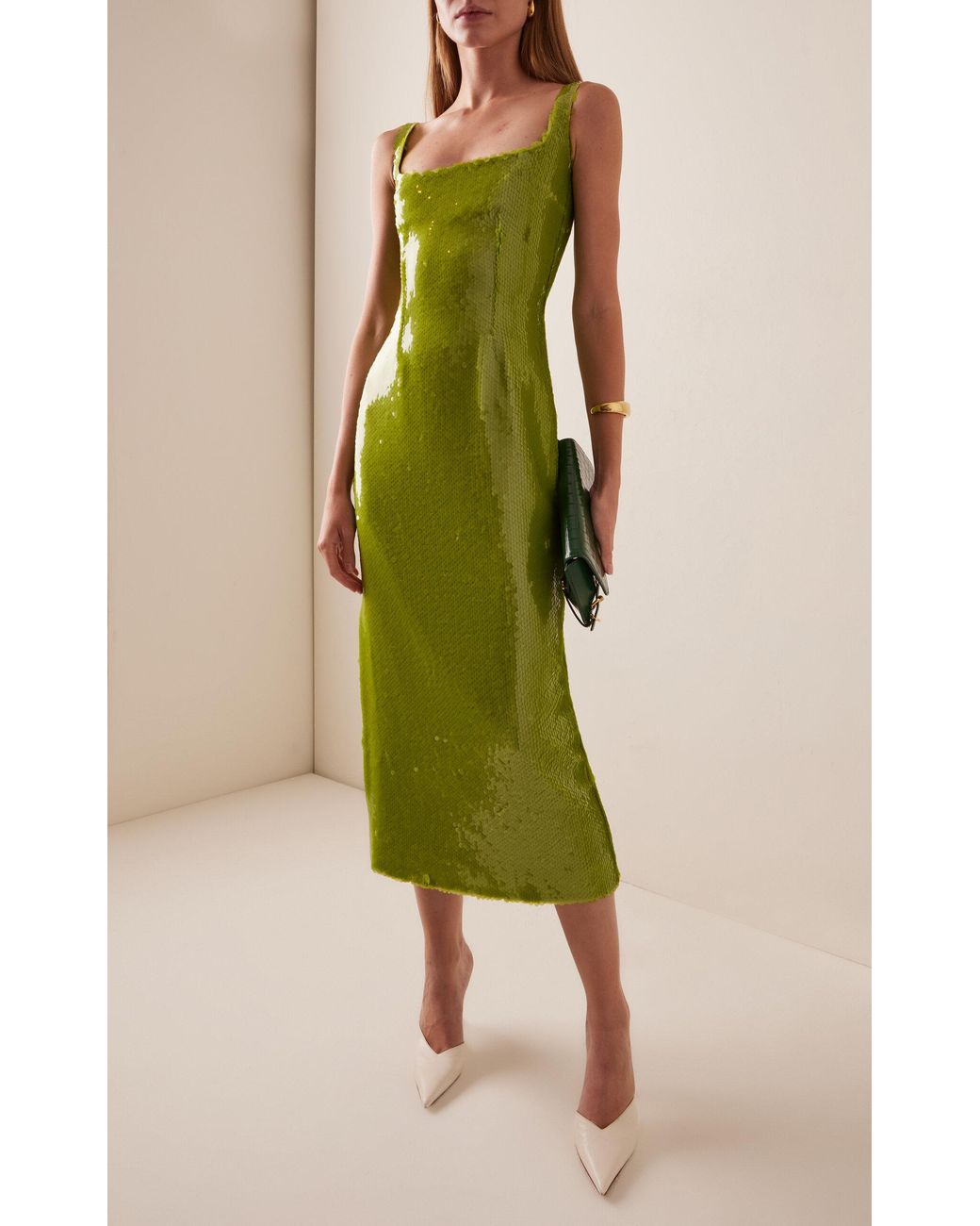16Arlington Electra Sequined Midi Dress in Green | Lyst