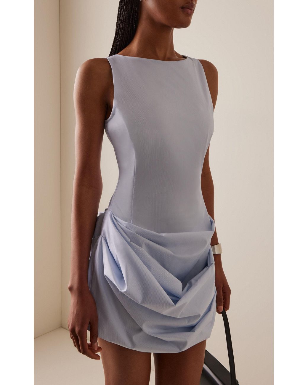 Magda Butrym Gathered Cotton Mini Dress in Blue