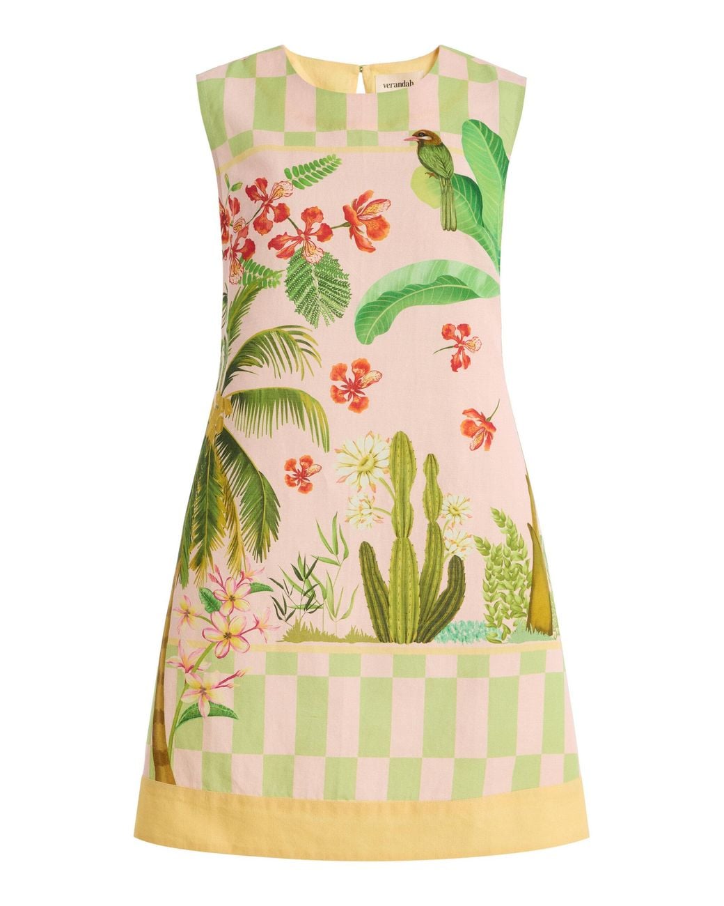 VERANDAH Yellow Cotton-Linen Mini Shift Dress