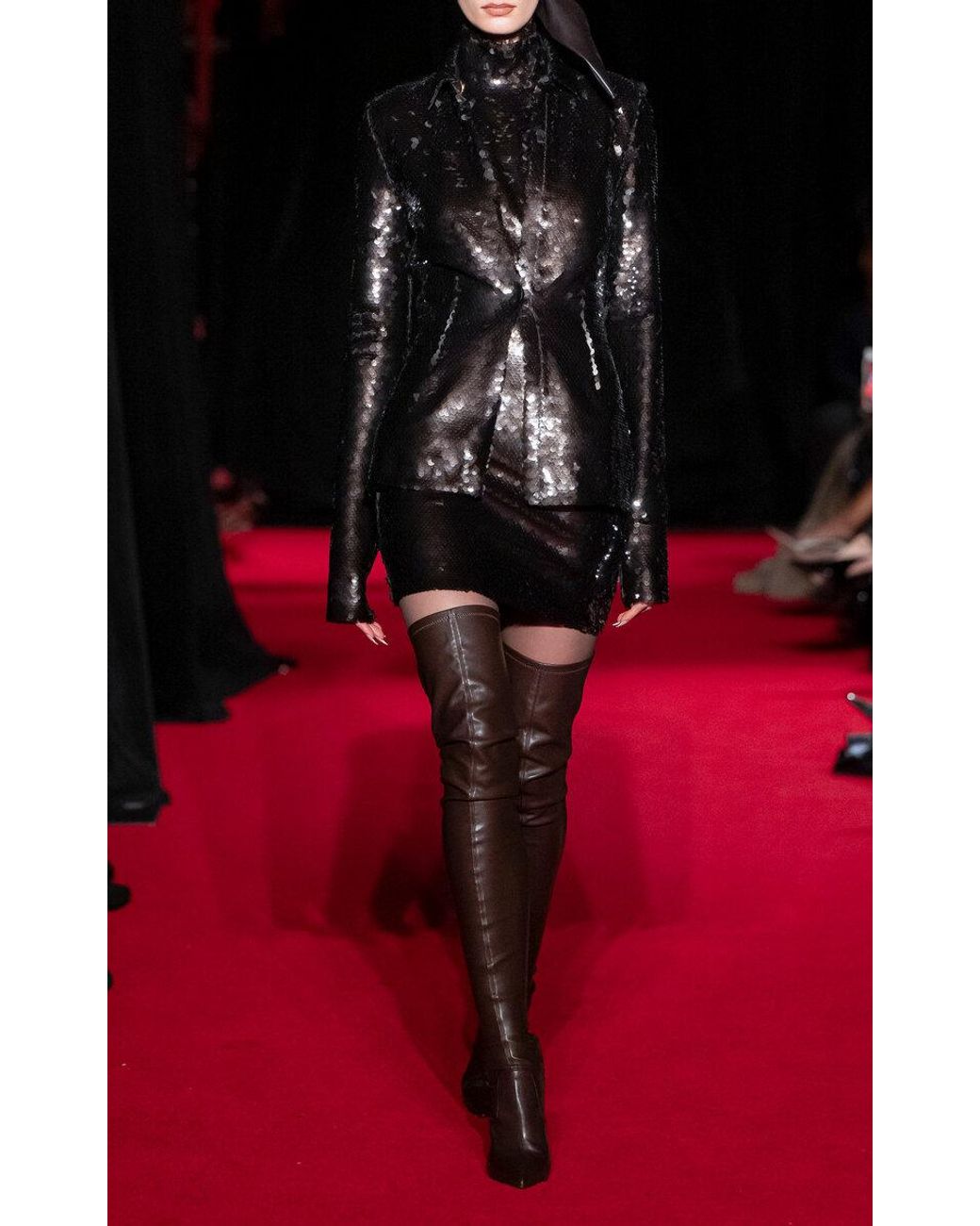 LAQUAN SMITH Black Sequined Button-Down Top