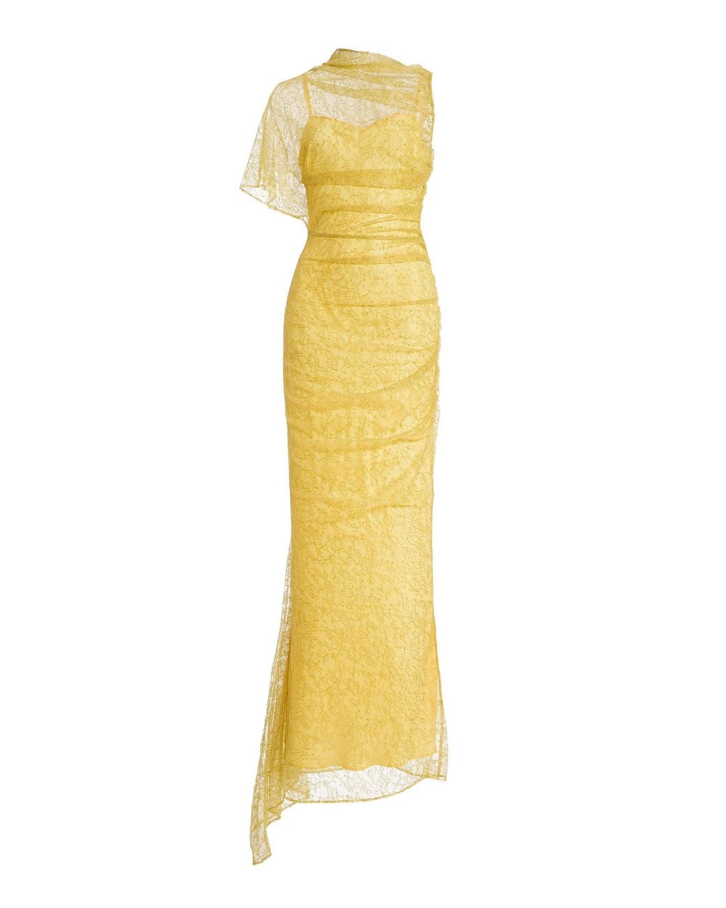 De La Vali Yellow Exclusive Lucho Lace Maxi Dress