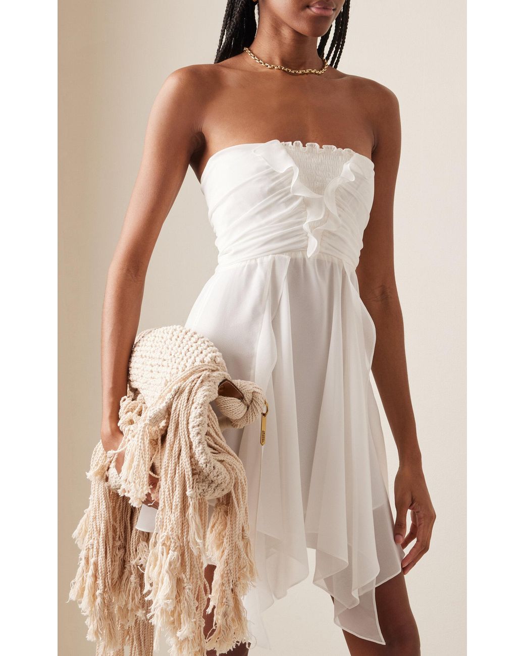 Afhængighed Se internettet Tvunget Isabel Marant Tiffen Ruffled Silk Chiffon Mini Dress in White | Lyst