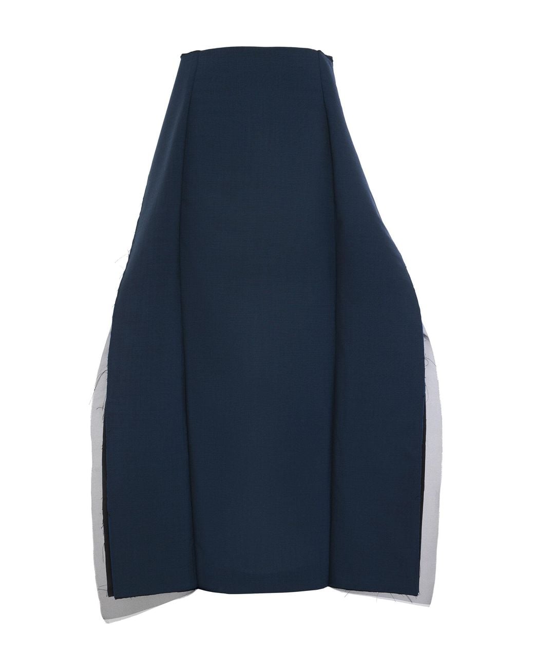 A.W.A.K.E. MODE Blue Panelled Silk-Wool Midi Skirt