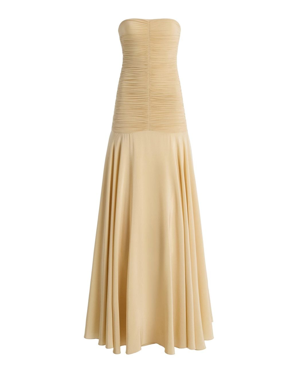 Silvia Tcherassi Natural Norma Ruched Silk-Blend Maxi Dress