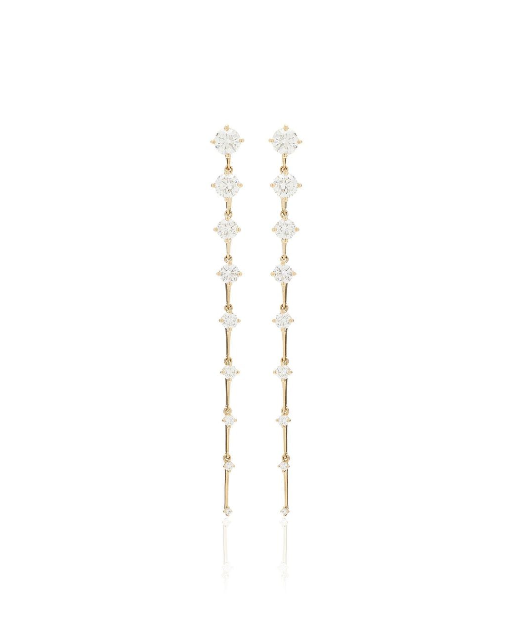 Fernando Jorge White Sequence Long 18k Gold Diamond Earrings