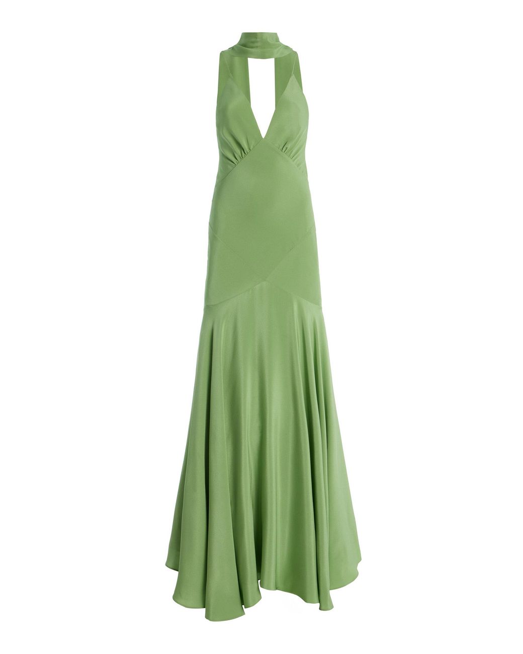 Rodarte Green Exclusive Silk Crepe Bias Maxi Dress