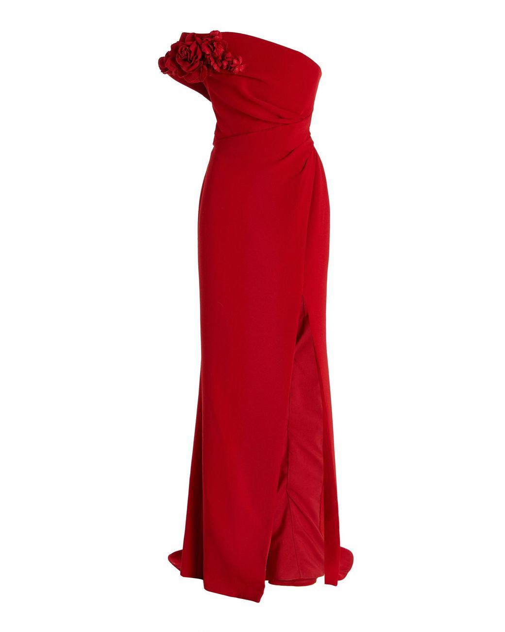 Marchesa Asymmetric Crepe Column Gown in Red | Lyst