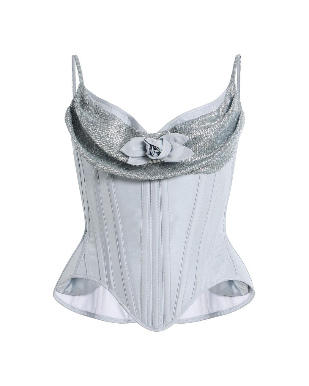Wiederhoeft Blue Exclusive Silk Taffeta Corset Top