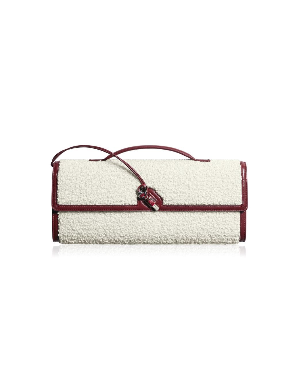 Bottega Veneta White Andiamo Intrecciato Raffia & Leather Clutch