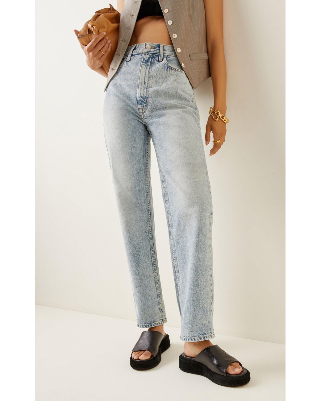 SLVRLAKE Denim Dakota Rigid High-rise Relaxed Tapered Jeans in Blue | Lyst