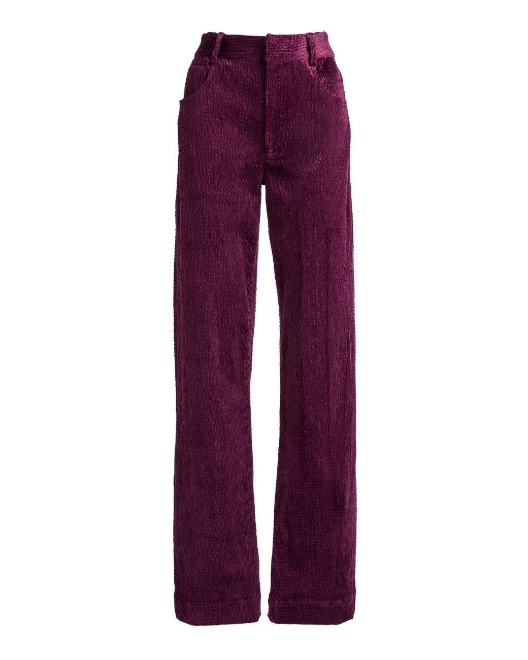 Christopher Esber Red Ava Sateen Corduroy Straight-Leg Pants