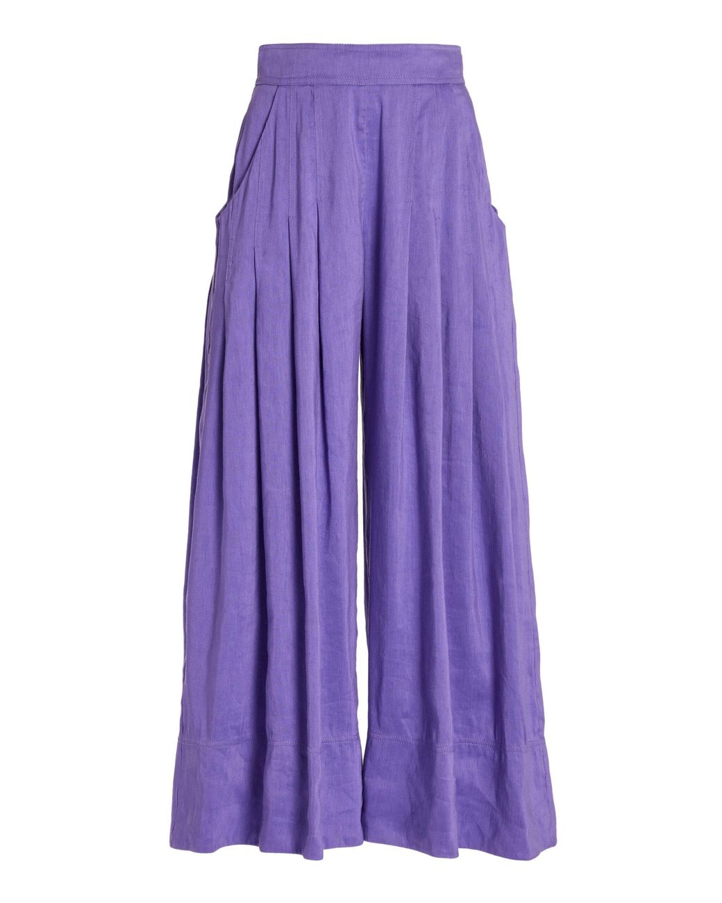 Aje. Equinox Pleated Linen-silk Wide-leg Pants in Purple | Lyst