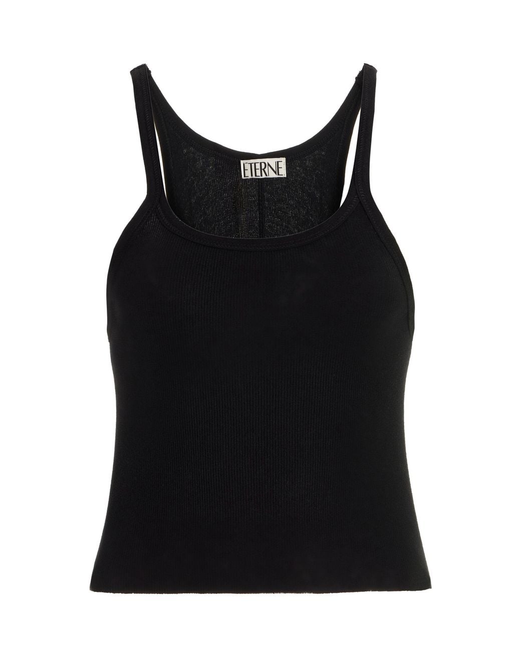 ÉTERNE Black Ribbed Cotton Tank Top