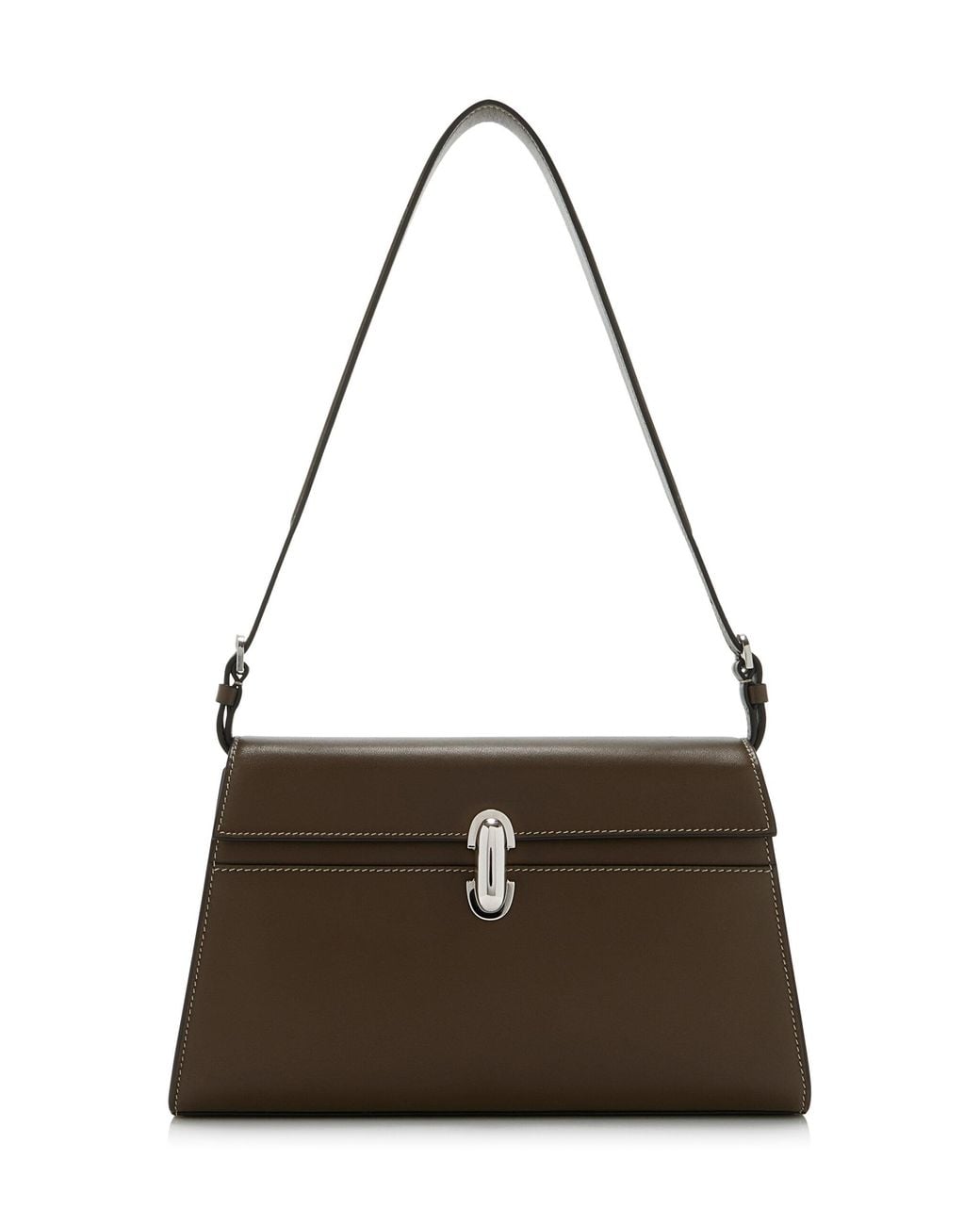 SAVETTE Brown The Symmetry Leather Shoulder Bag