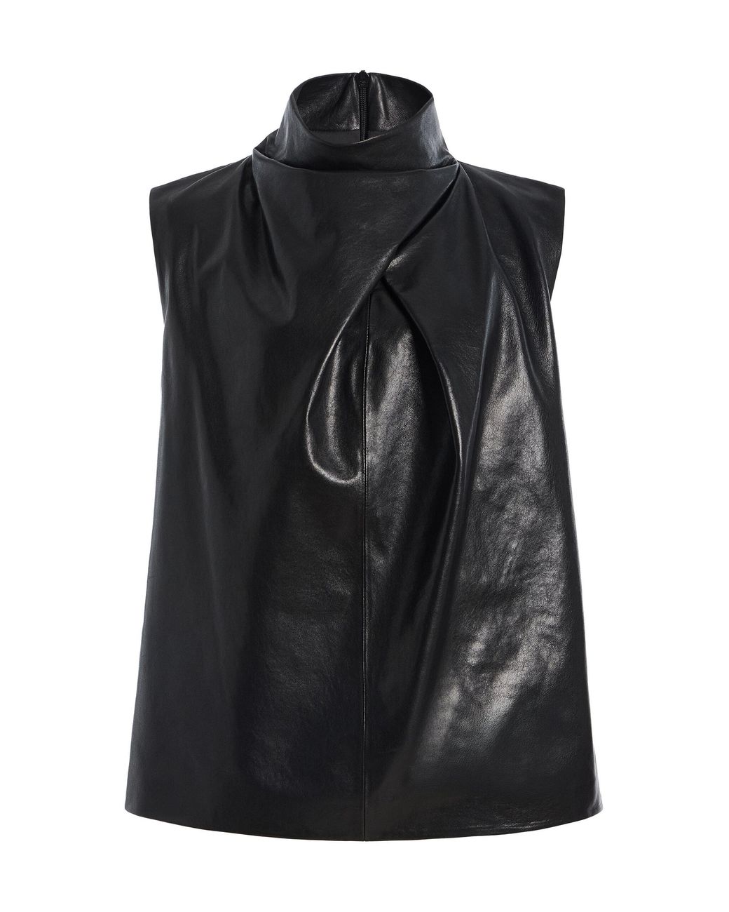 Jonathan Simkhai Black Halley Draped Leather Top