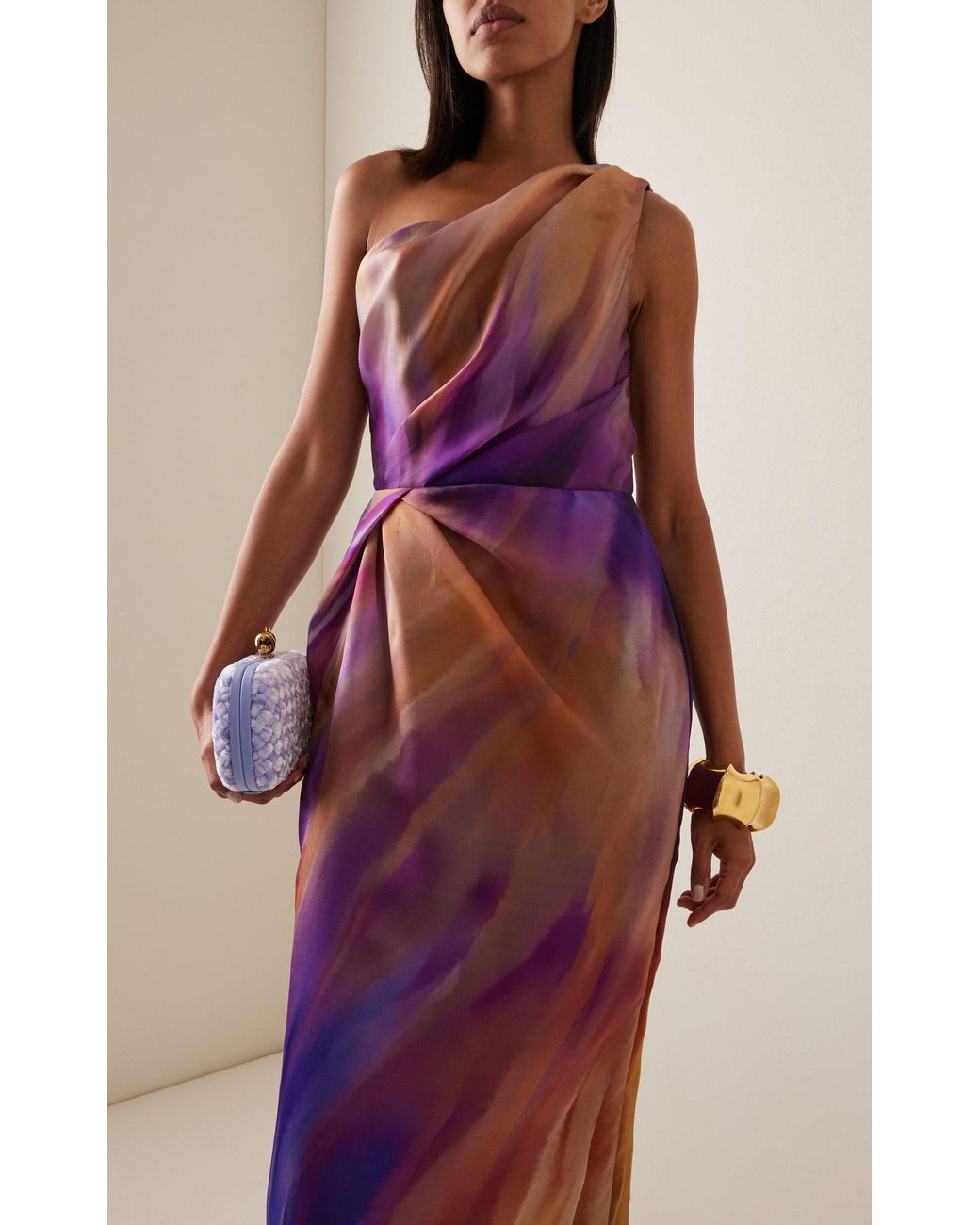 marchesa silk maxi dress Marchesa Exclusive Twisted Silk Maxi Dress in Purple