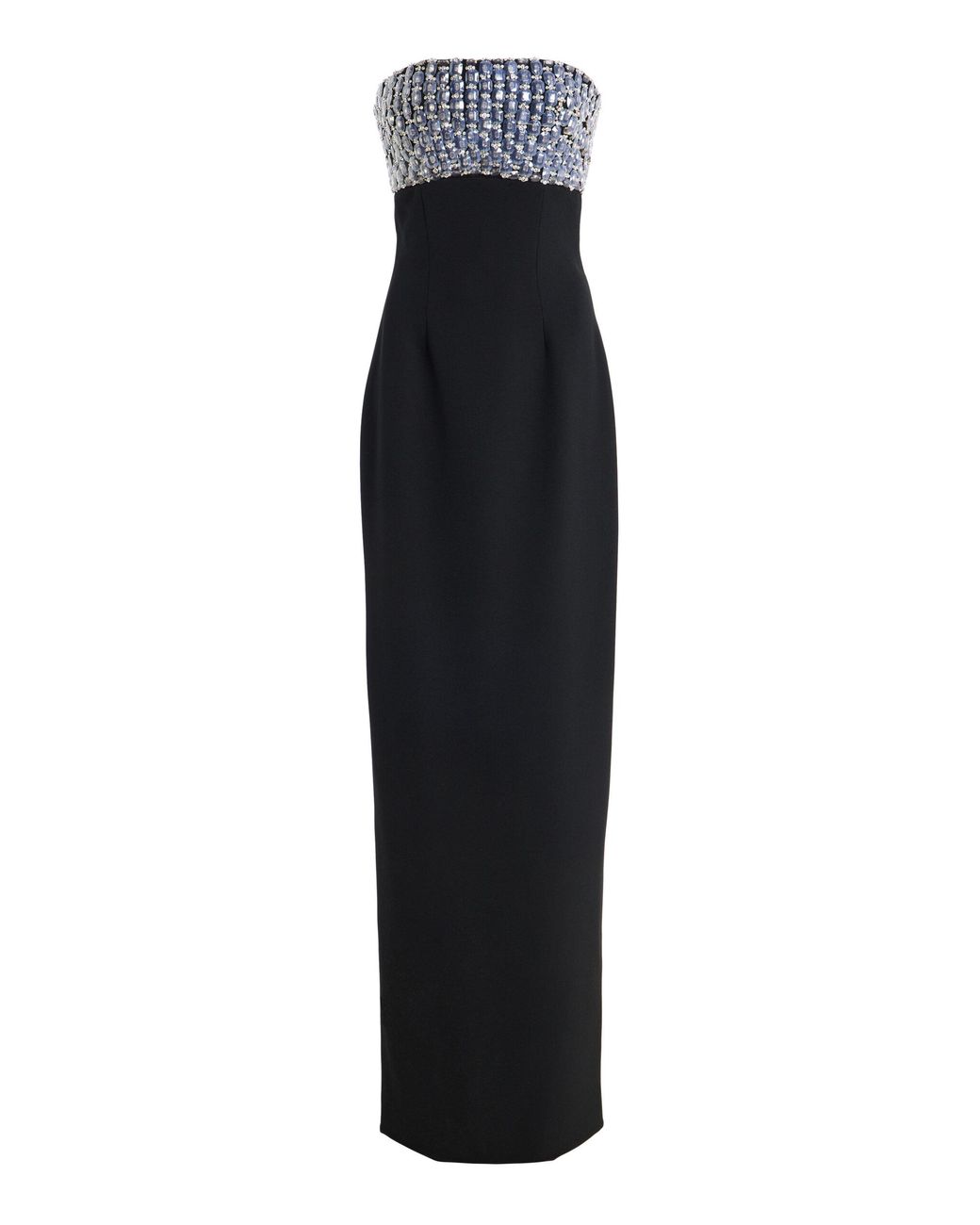 Monique Lhuillier Black Strapless Empire Sheath Gown
