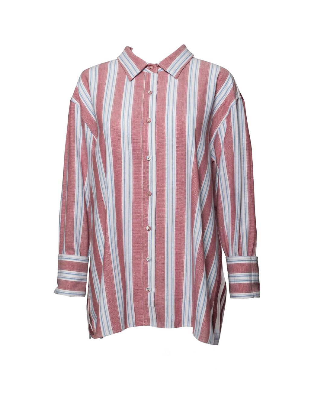 Coniglio Palm Beach Pink Classic Striped Cotton Button-Down Shirt