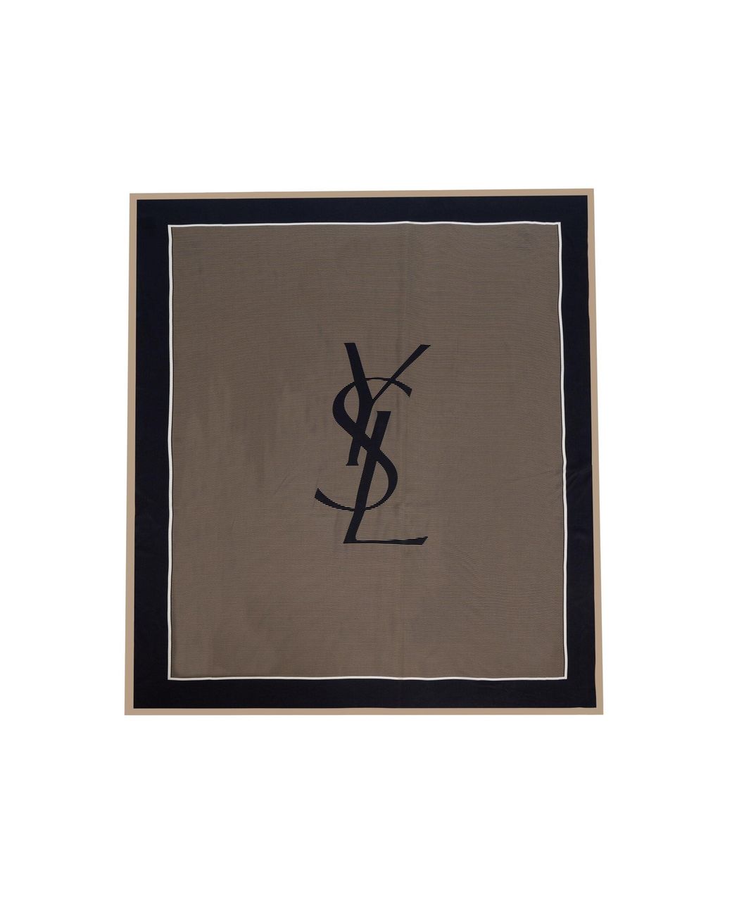 Saint Laurent Black Cassandre Striped Silk Charmeuse Scarf