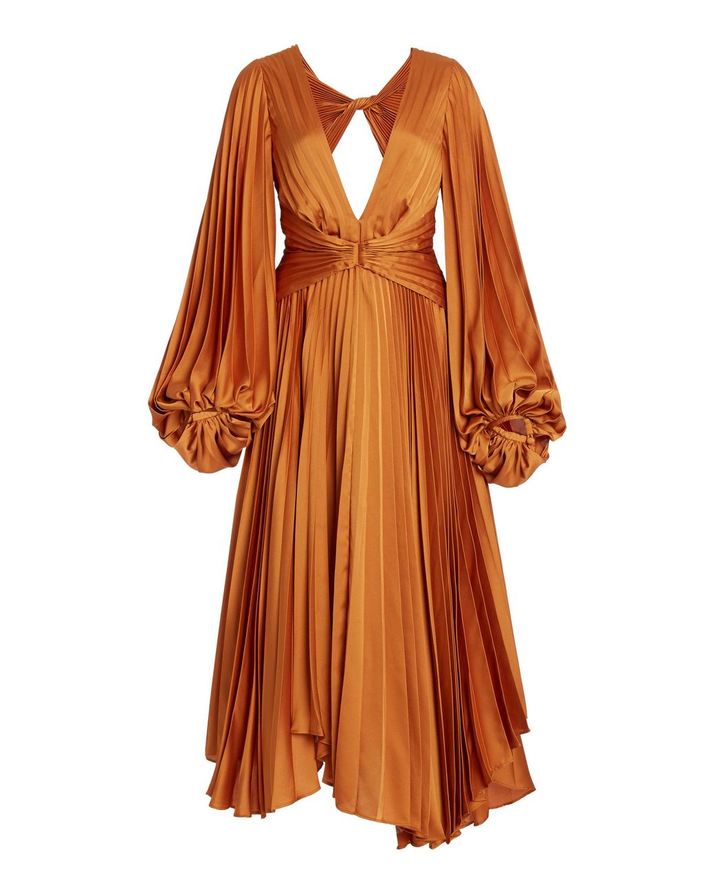 Acler Palms Cutout Plisse Midi Dress in Orange | Lyst