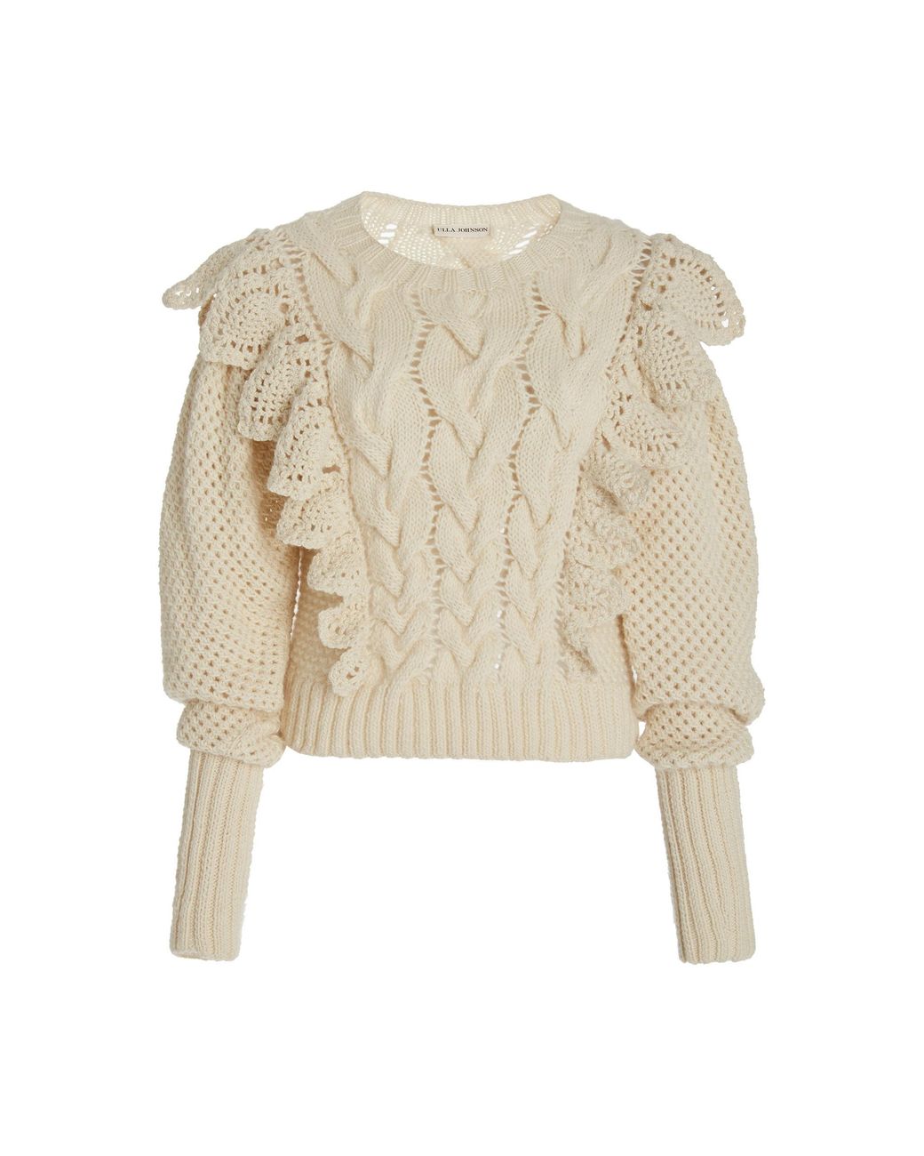 Ulla Johnson Romina Ruffled Wool Sweater in White | Lyst