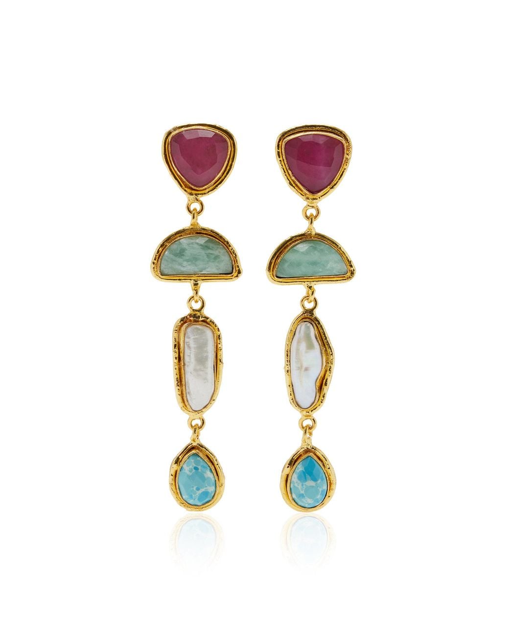 Sylvia Toledano Metallic Cascade 22K-Plated Brass-Stone Earrings