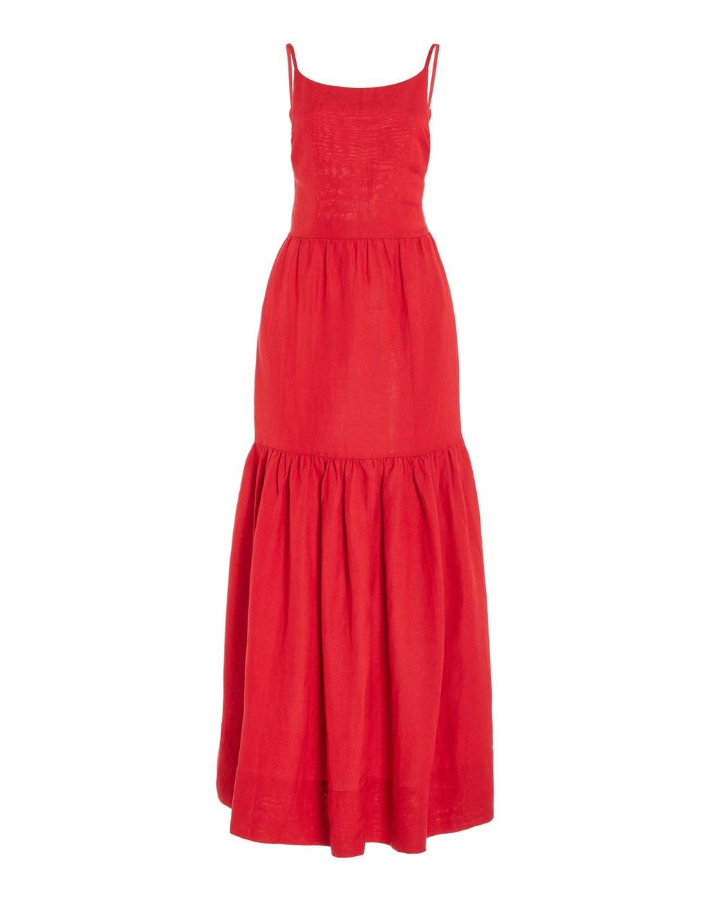 Posse Elise Tiered Linen-blend Maxi Dress | Lyst