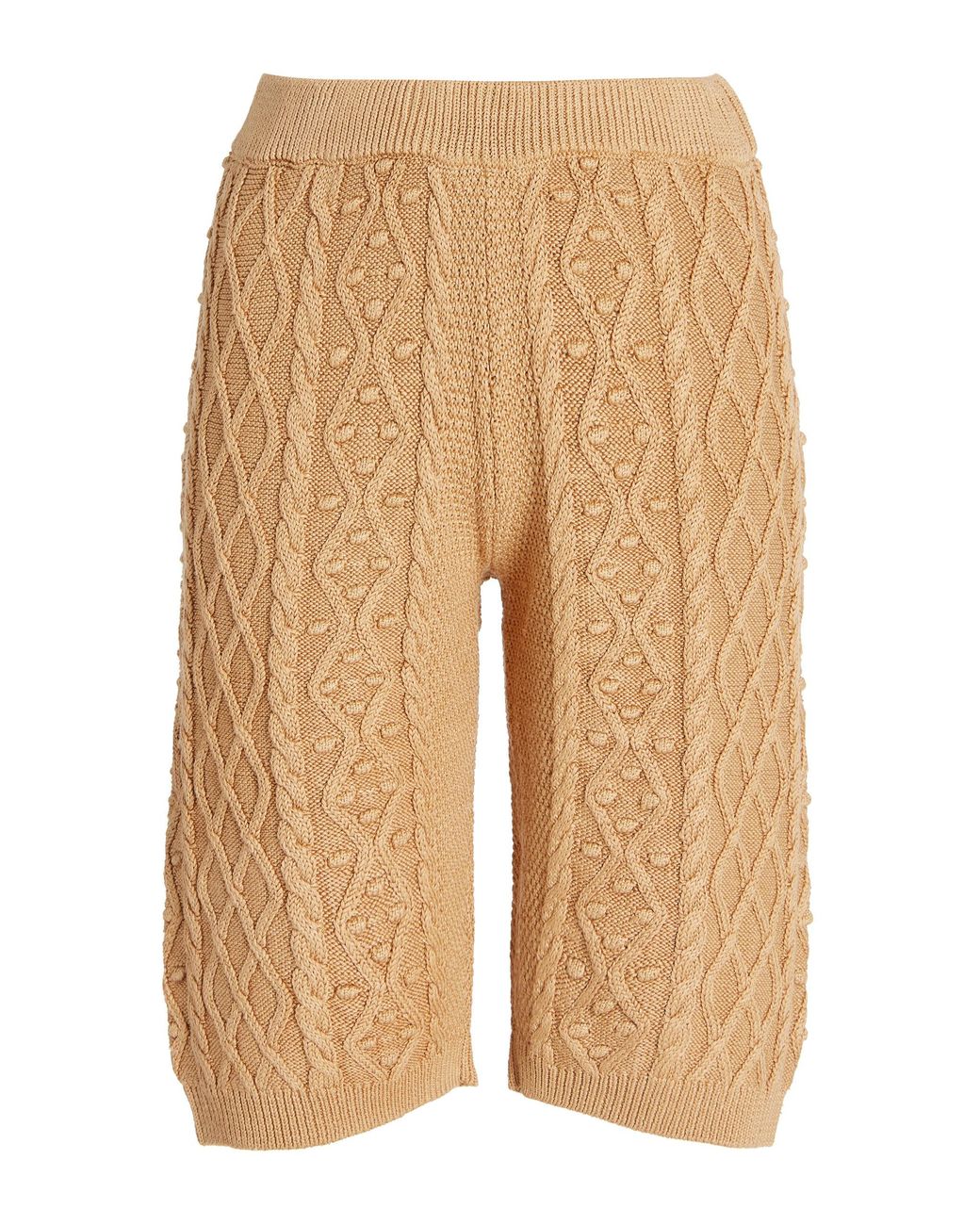 Loulou Studio Musa Cable-knit Stretch Silk-linen Bike Shorts in Yellow ...