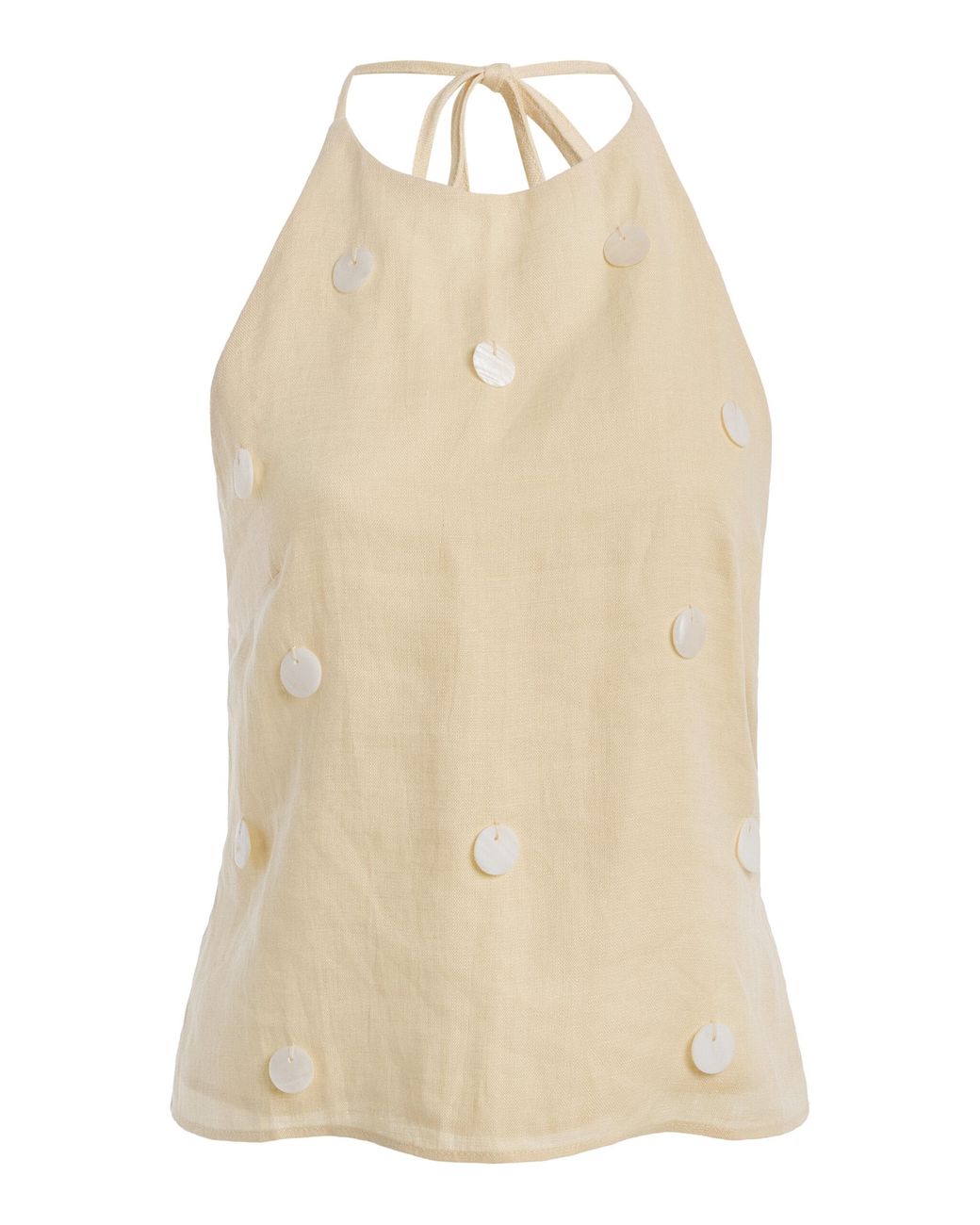 ELCE Natural Oceane Embellished Linen Top