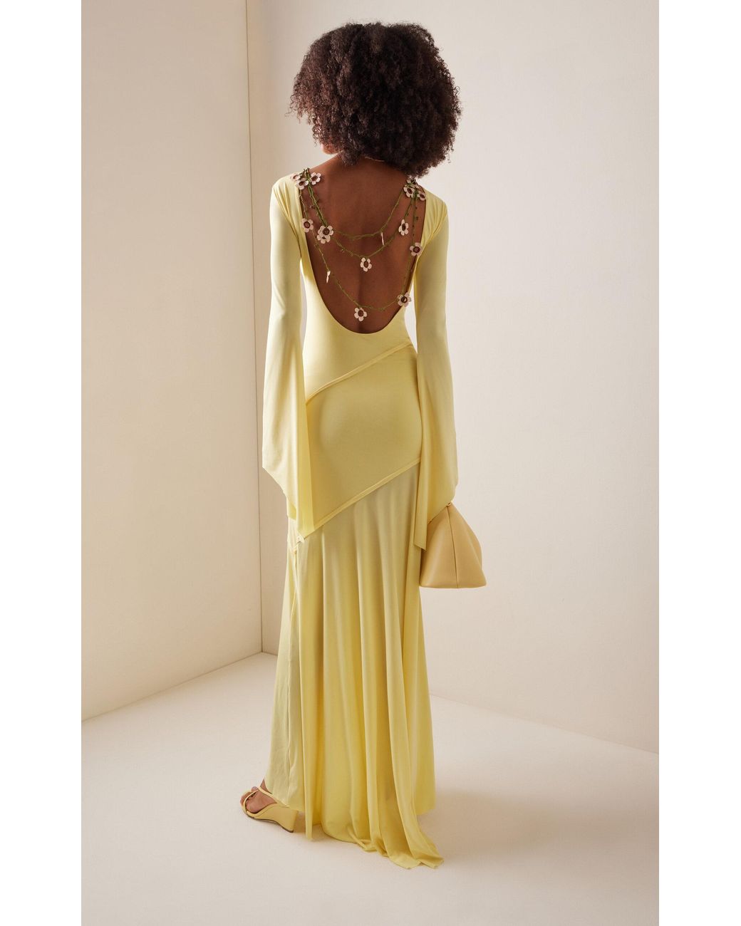 Siedres Exclusive Alin Open-back Jersey Maxi Dress in Yellow | Lyst