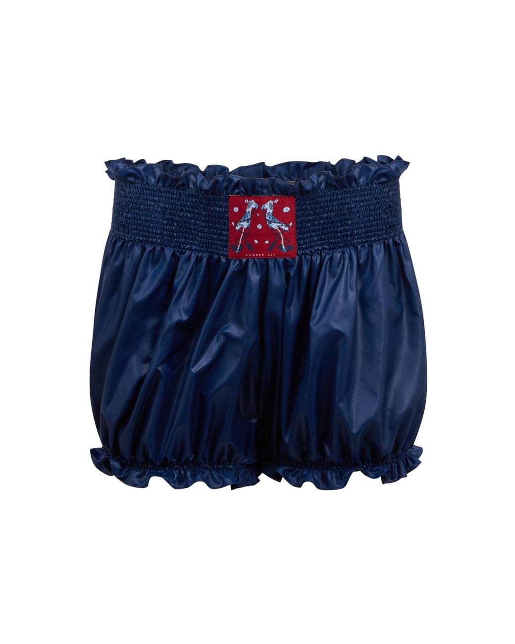 Conner Ives Blue Shirred Bloomer Shorts