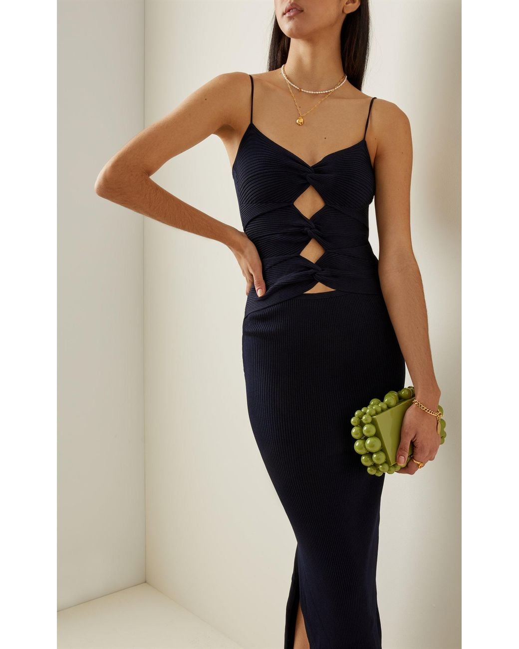 Cult Gaia Honey Cutout Ribbed-knit Maxi 
