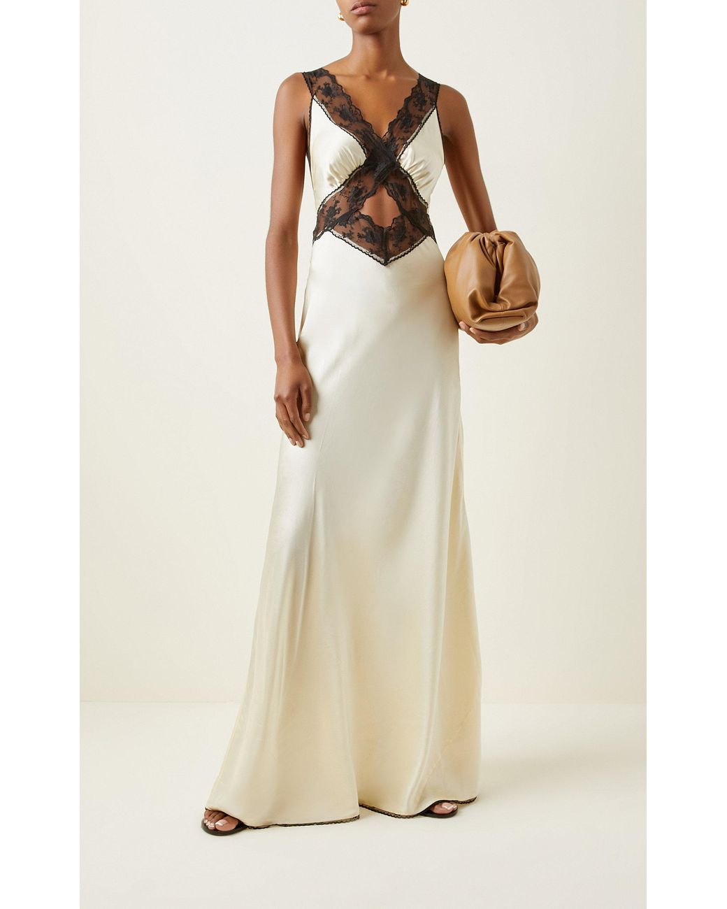 SIR. Willa Lace-trimmed Cutout Silk Maxi Dress in White | Lyst