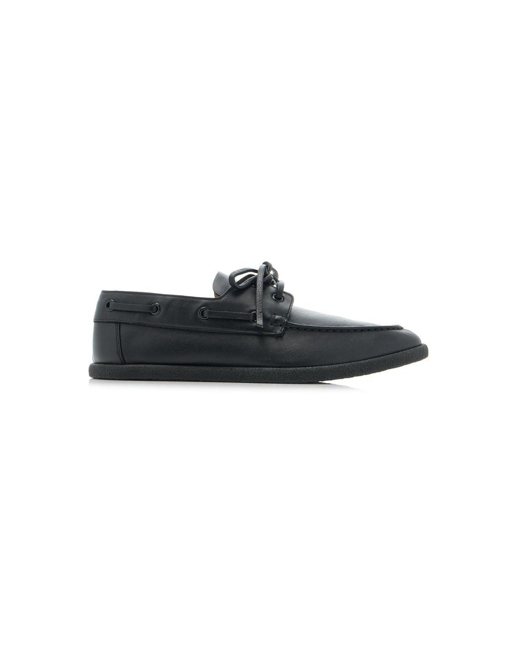 The Row Black Novus Leather Boat Shoes