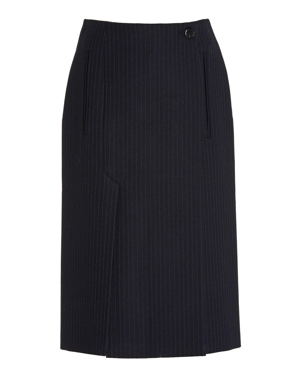 Prada Blue Pinstriped Wool Midi Skirt