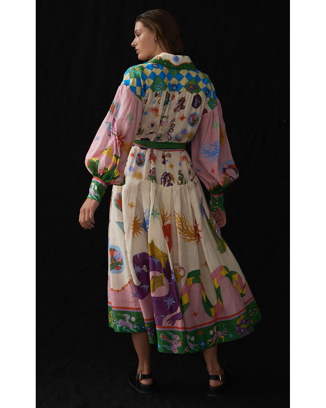 chinese dress ladies Almais Seeker Printed Linen Midi  T