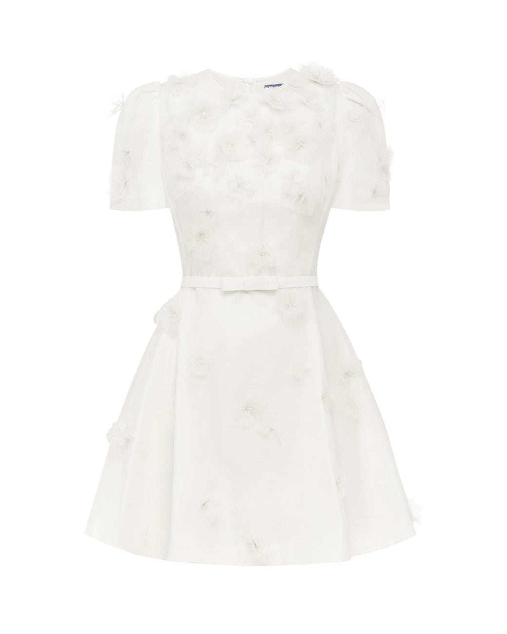 LEO LIN White Elyse Petal-Embellished Linen-Silk Mini Dress