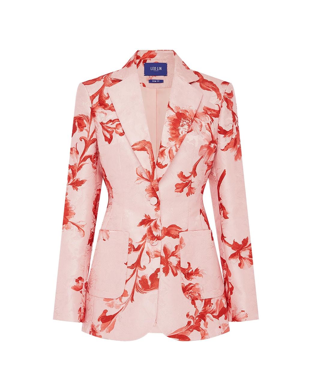LEO LIN Red Jordana Jacquard Blazer