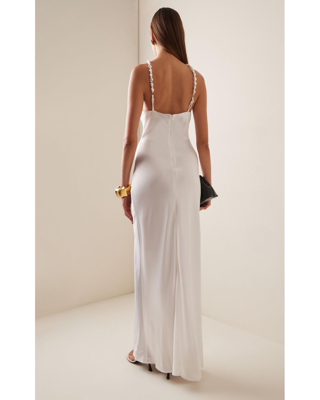 staud satin slip maxi dress Staud Cadence Beaded Maxi Slip Dress - Black - 30% Off